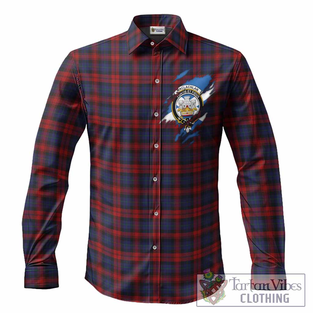 MacLachlan (McLachlan) Clan Crest In Me Tartan Long Sleeve Button Shirts Scotland Flag Style