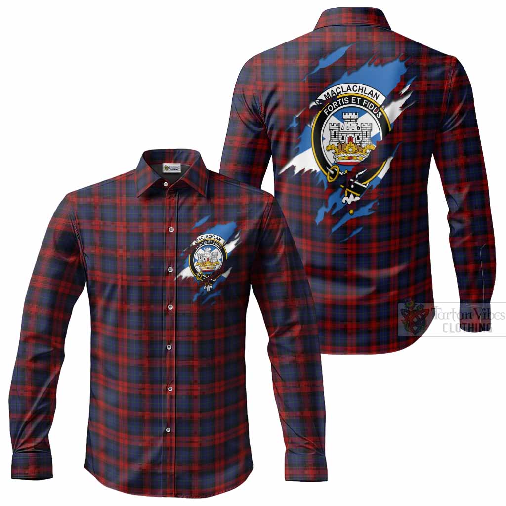 MacLachlan (McLachlan) Clan Crest In Me Tartan Long Sleeve Button Shirts Scotland Flag Style