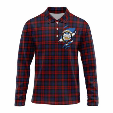 MacLachlan (McLachlan) Clan Crest In Me Tartan Long Sleeve Polo Shirt Scotland Flag Style