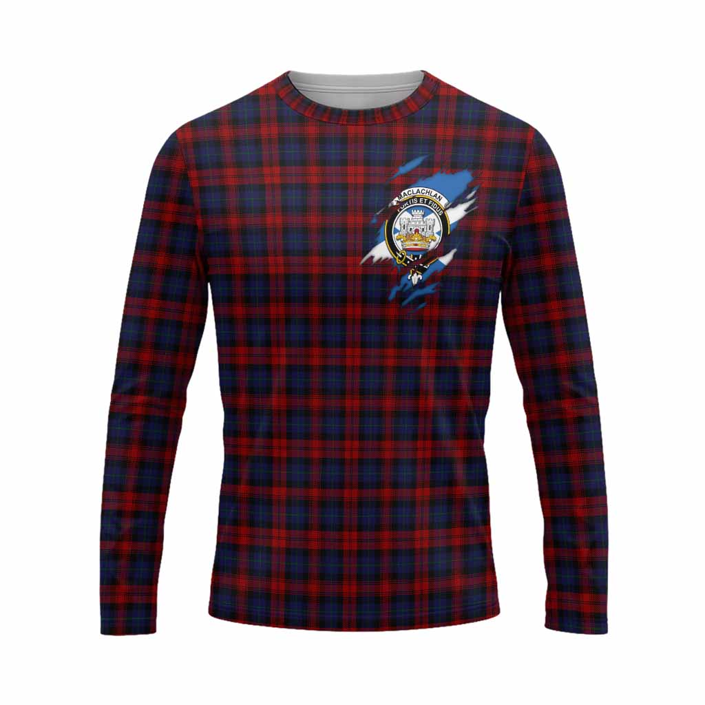 MacLachlan (McLachlan) Clan Crest In Me Tartan Long Sleeve T-Shirt Scotland Flag Style
