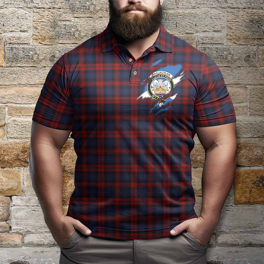 MacLachlan (McLachlan) Clan Crest In Me Tartan Polo Shirt Scotland Flag Style