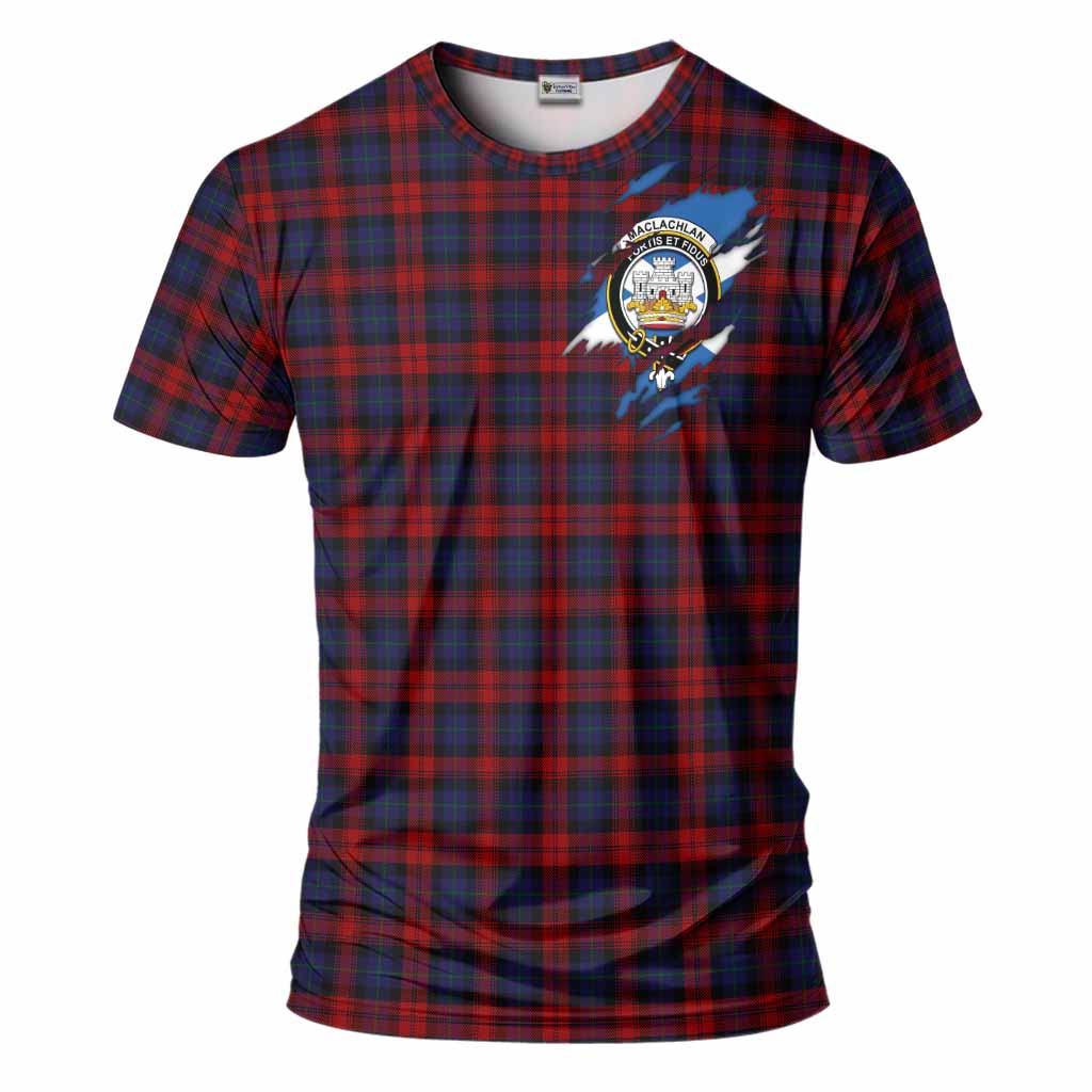 MacLachlan (McLachlan) Clan Crest In Me Tartan T-Shirt Scotland Flag Style