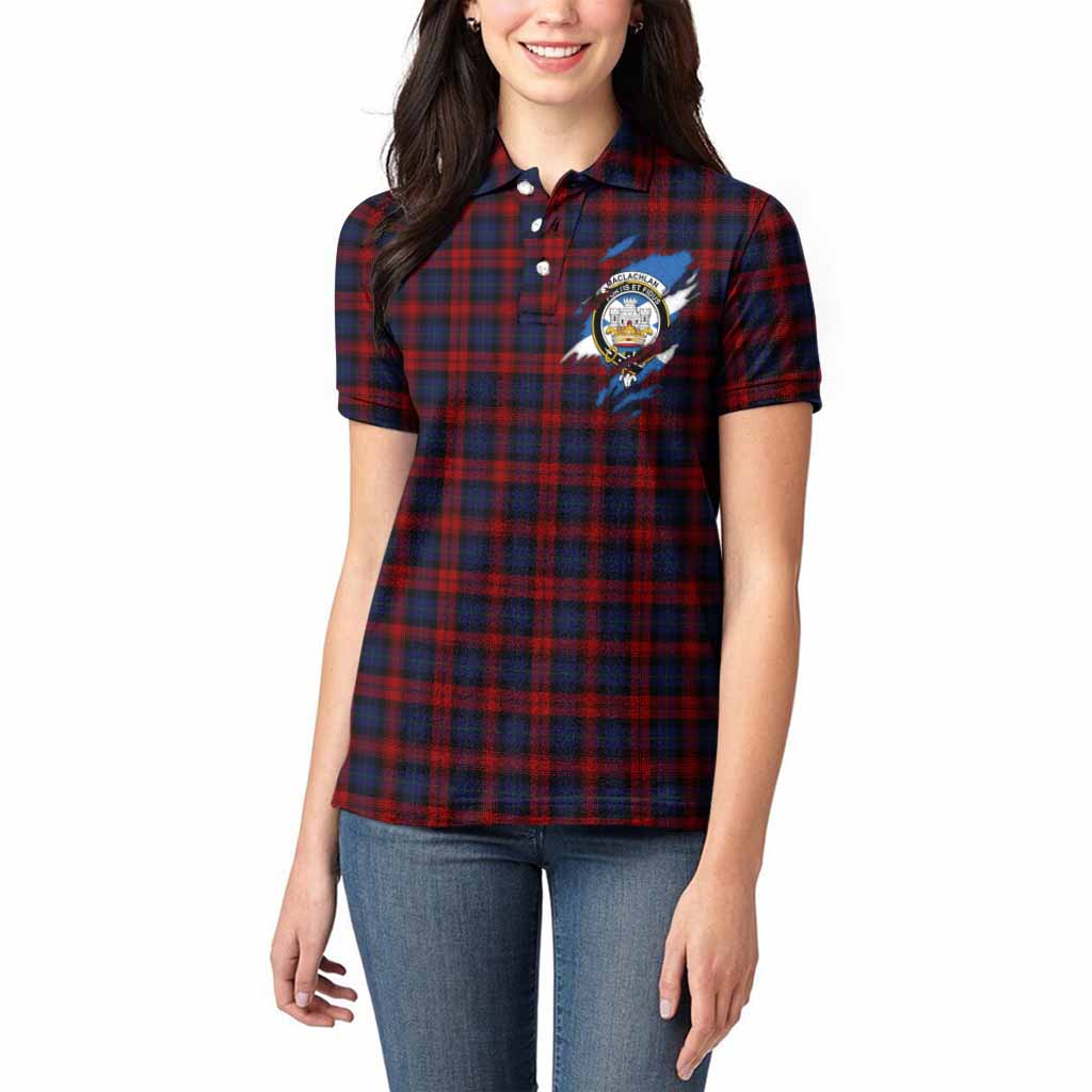 MacLachlan (McLachlan) Clan Crest In Me Tartan Women Polo Shirt Scotland Flag Style