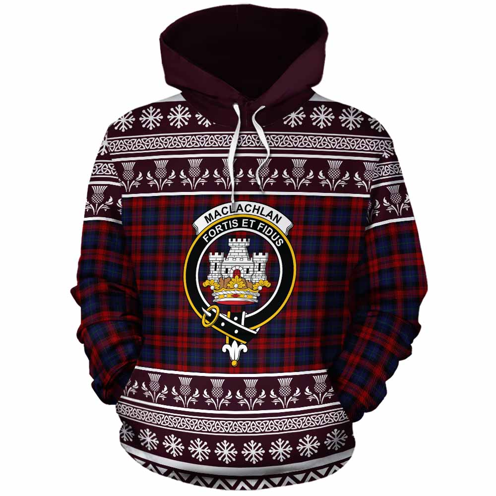MacLachlan (McLachlan) Clan Tartan Christmas Cotton Hoodie with Family Crest - Tartan Vibes Clothing