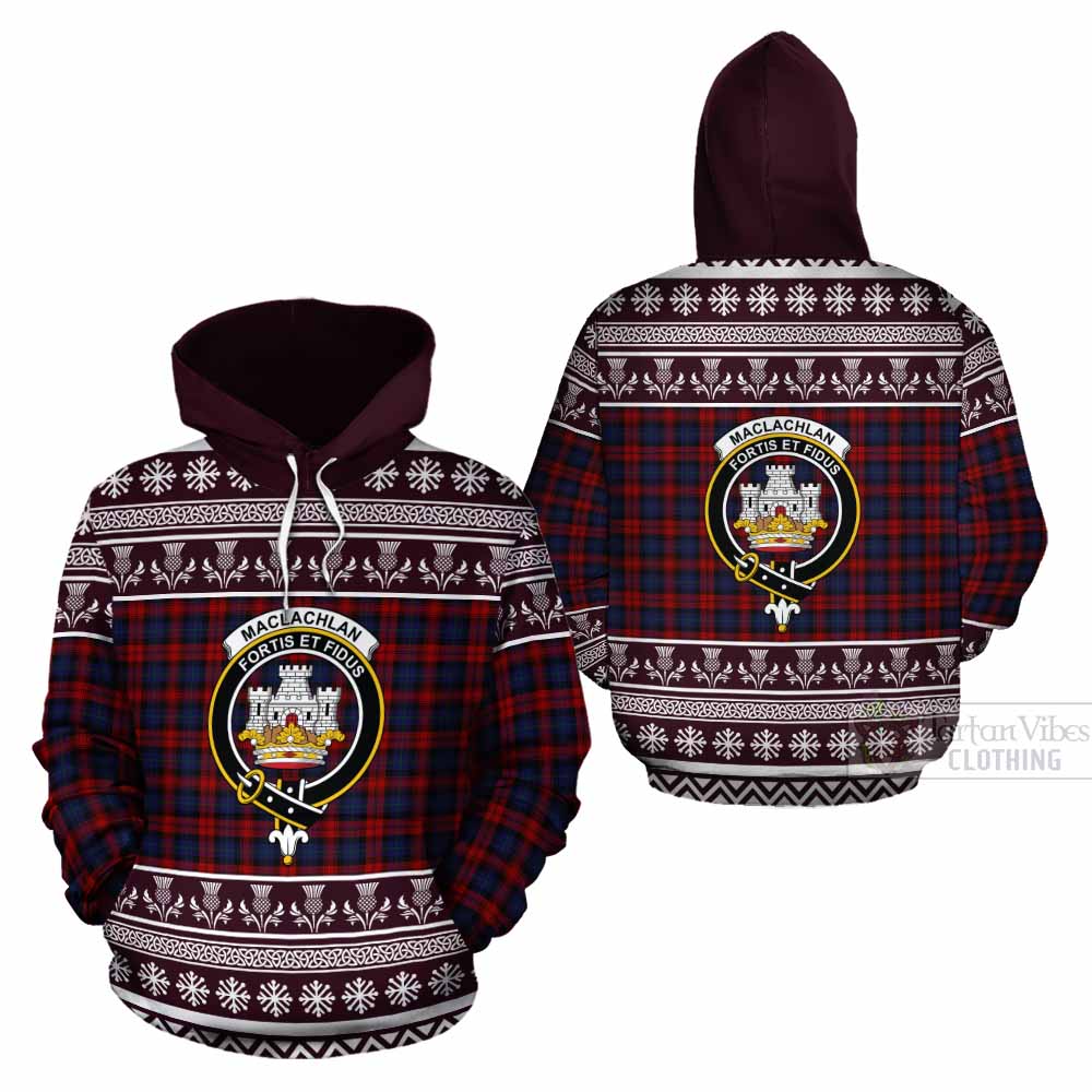 MacLachlan (McLachlan) Clan Tartan Christmas Cotton Hoodie with Family Crest - Tartan Vibes Clothing