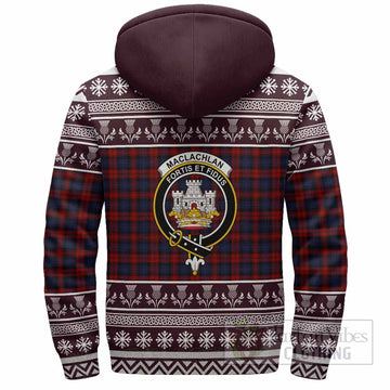 MacLachlan (McLachlan) Clan Tartan Christmas Fleece Hoodie with Family Crest