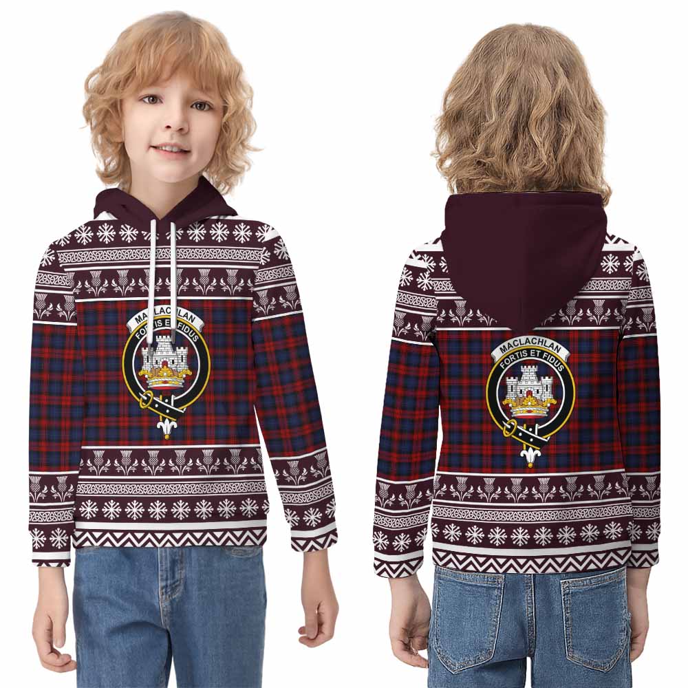 MacLachlan (McLachlan) Clan Tartan Christmas Kid Hoodie with Family Crest - Tartan Vibes Clothing