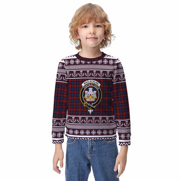 MacLachlan (McLachlan) Clan Tartan Christmas Kid Ugly Sweatshirt with Family Crest