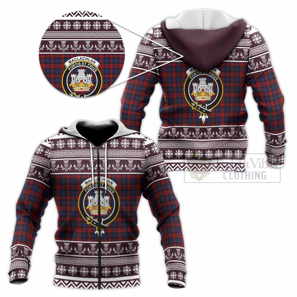 MacLachlan (McLachlan) Clan Tartan Christmas Knitted Hoodie with Family Crest - Tartan Vibes Clothing