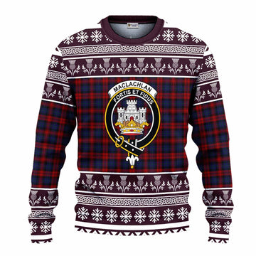 MacLachlan (McLachlan) Clan Tartan Christmas Ugly Sweater with Family Crest