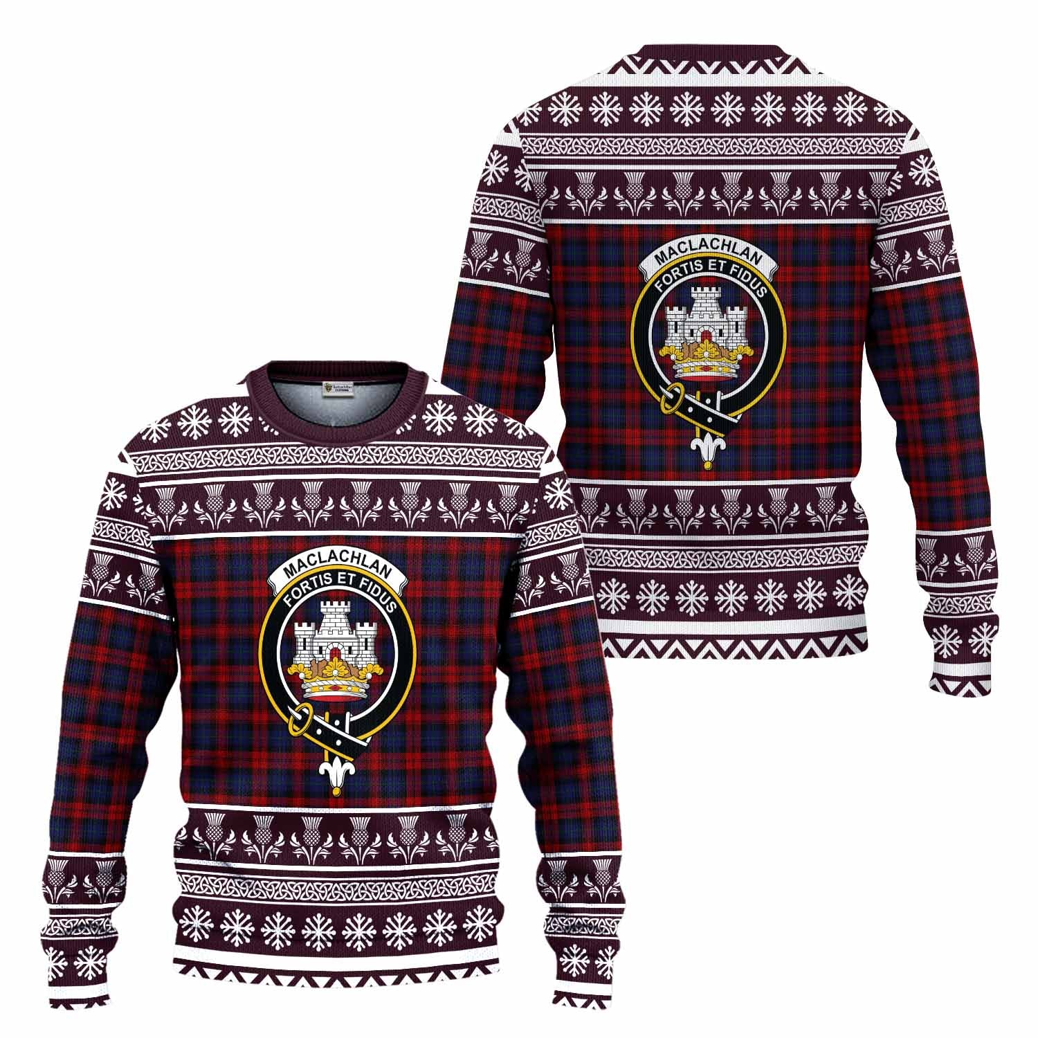 MacLachlan (McLachlan) Clan Tartan Christmas Ugly Sweater with Family Crest - Tartan Vibes Clothing