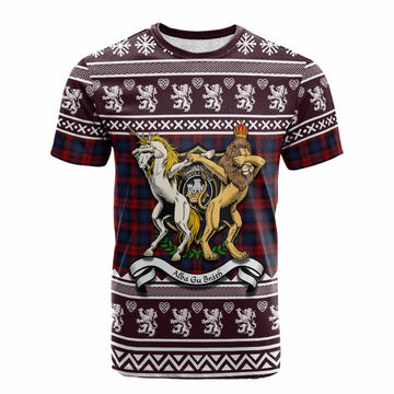MacLachlan (McLachlan) Clan Tartan Crest Christmas Cotton T-shirt Coat of Arms Funny Style