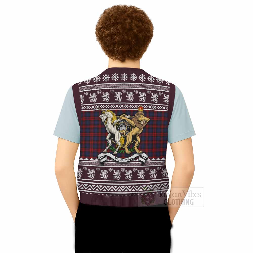 MacLachlan (McLachlan) Clan Tartan Crest Christmas Knitted V-Neck Vest Coat of Arms Funny Style - Tartan Vibes Clothing