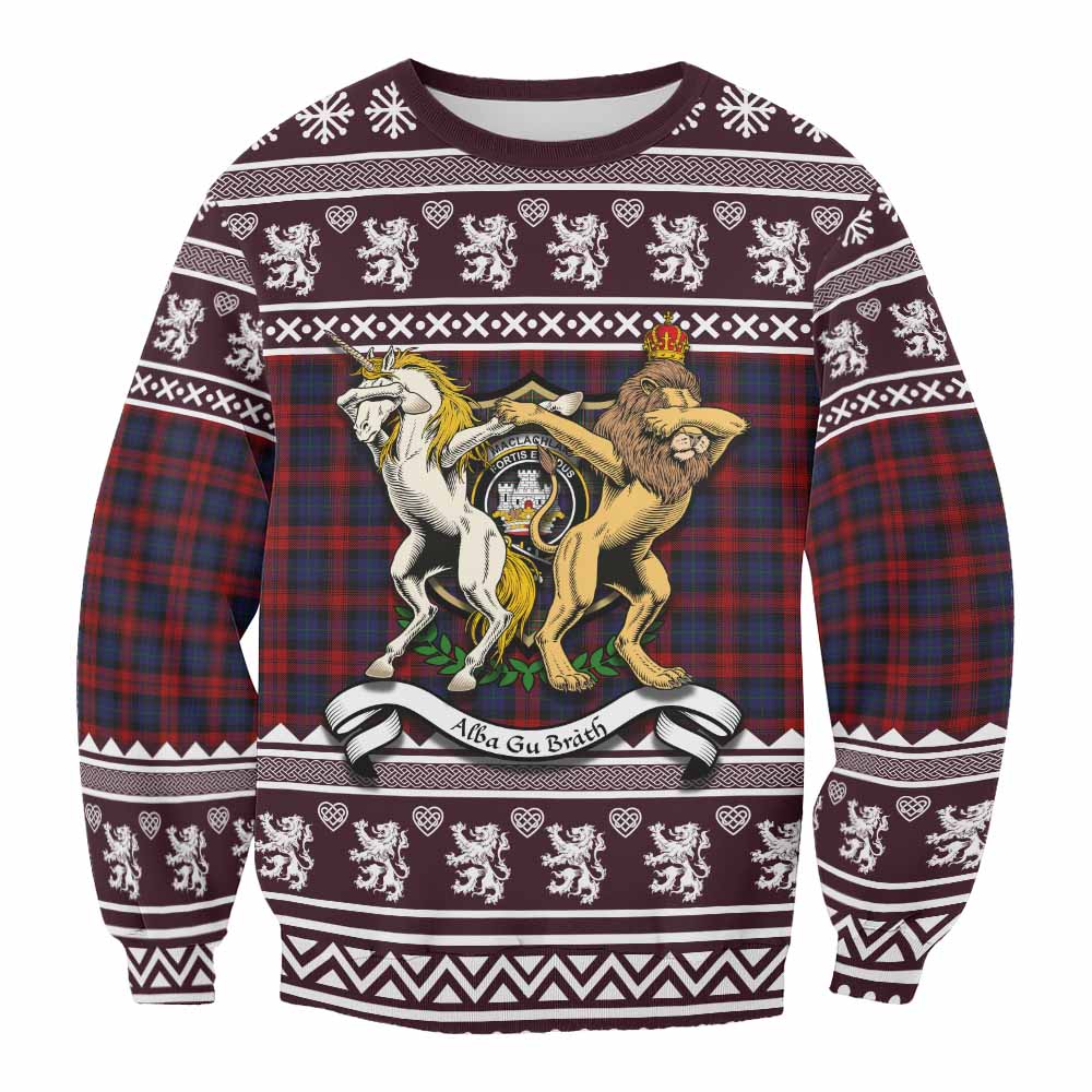 MacLachlan (McLachlan) Clan Tartan Crest Christmas Sweatshirt Coat of Arms Funny Style - Tartan Vibes Clothing
