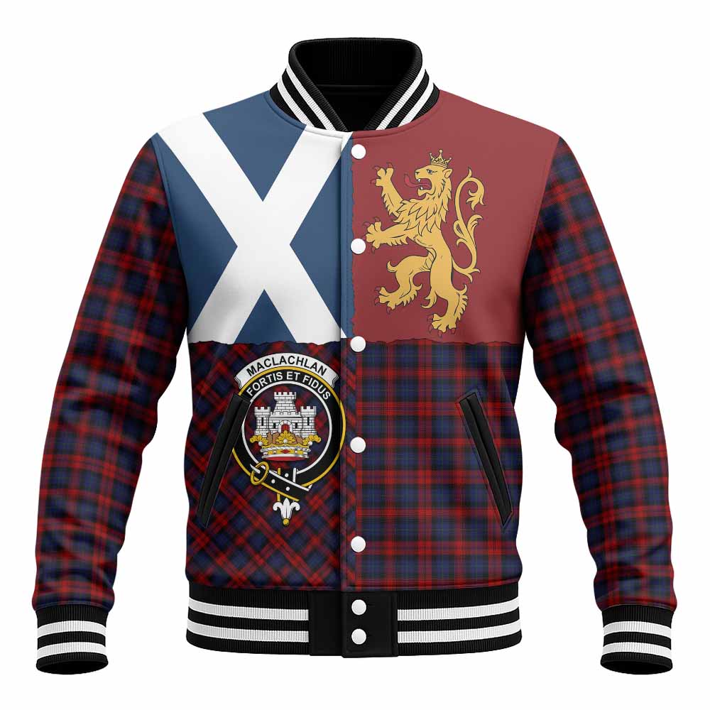 MacLachlan (McLachlan) Crest Tartan Baseball Jacket with Lion Rampant Saltire Style