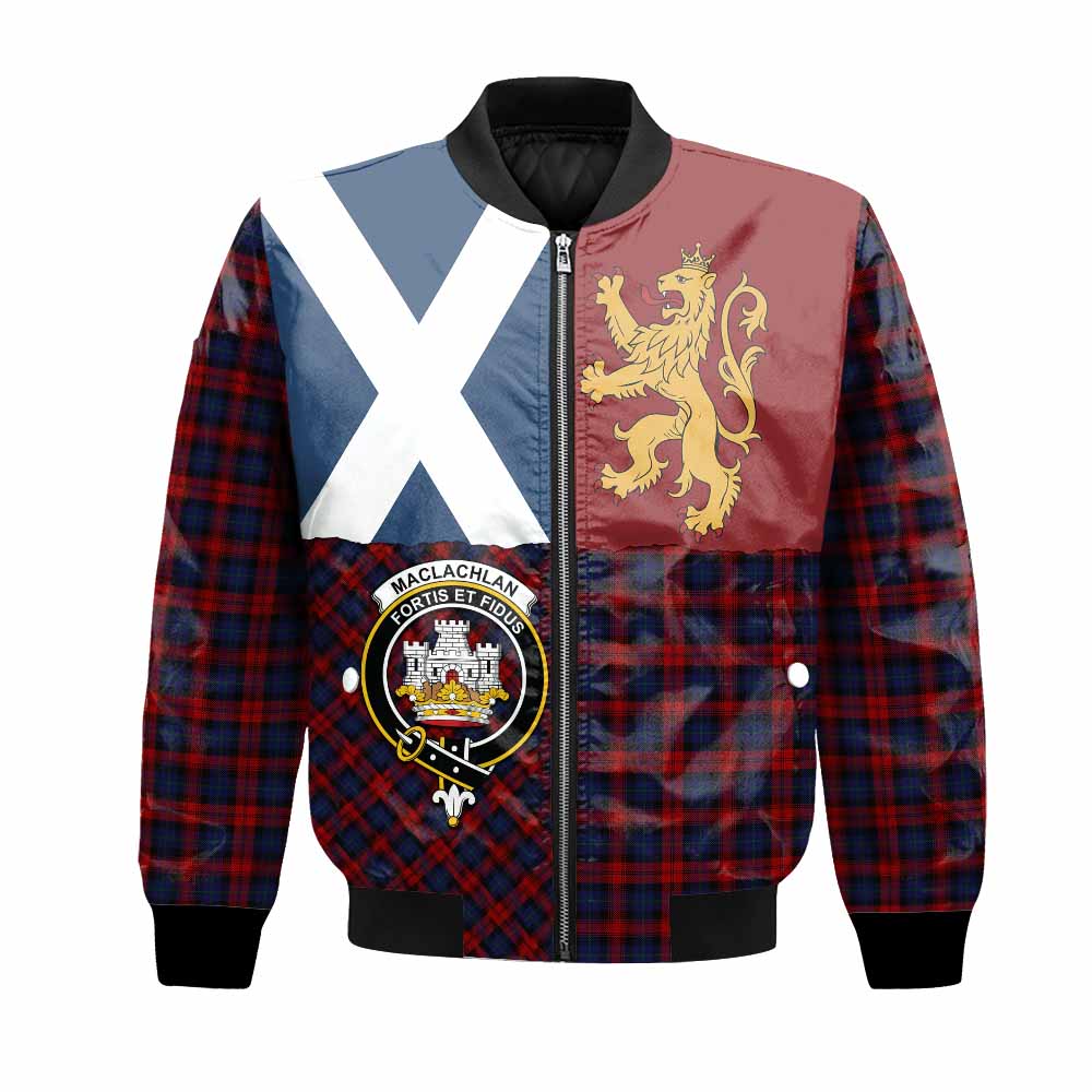 MacLachlan (McLachlan) Crest Tartan Bomber Jacket with Lion Rampant Saltire Style