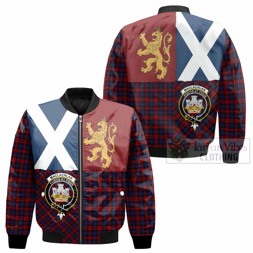 MacLachlan (McLachlan) Crest Tartan Bomber Jacket with Lion Rampant Saltire Style