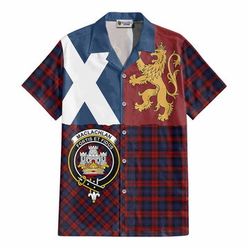 MacLachlan (McLachlan) Crest Tartan Cotton Hawaiian Shirt with Lion Rampant Saltire Style