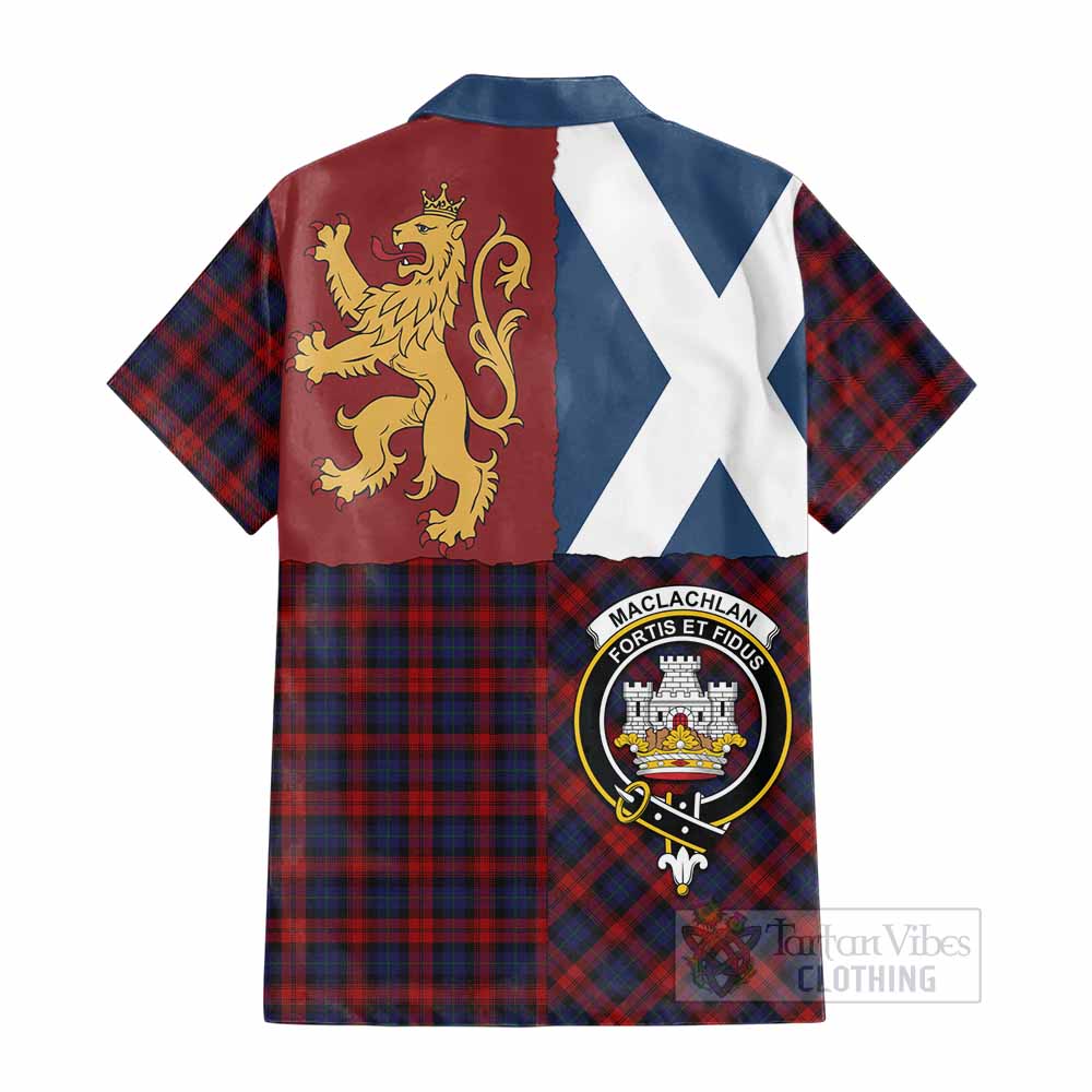 MacLachlan (McLachlan) Crest Tartan Cotton Hawaiian Shirt with Lion Rampant Saltire Style - Tartan Vibes Clothing