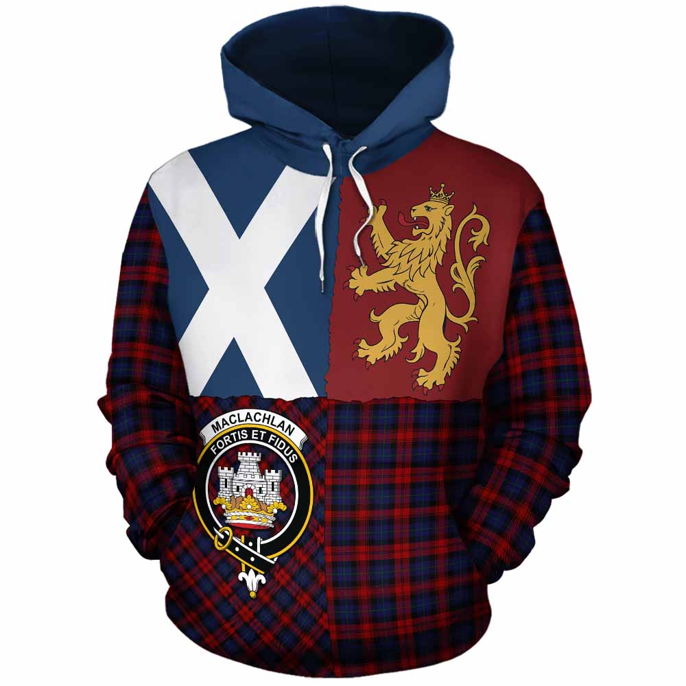 MacLachlan (McLachlan) Crest Tartan Cotton Hoodie with Lion Rampant Saltire Style - Tartan Vibes Clothing