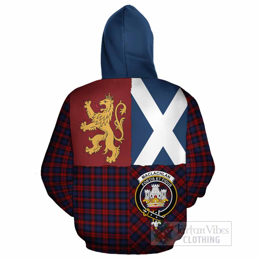 MacLachlan (McLachlan) Crest Tartan Cotton Hoodie with Lion Rampant Saltire Style - Tartan Vibes Clothing