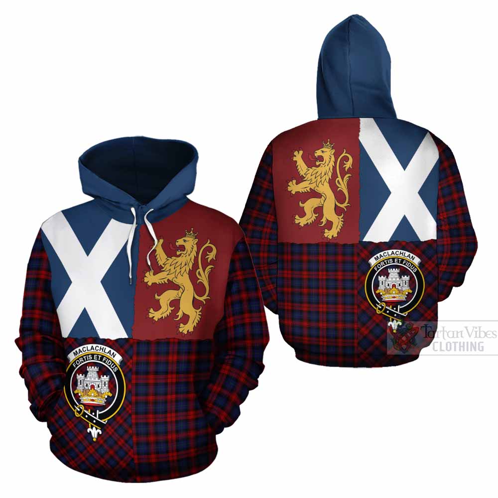 MacLachlan (McLachlan) Crest Tartan Cotton Hoodie with Lion Rampant Saltire Style - Tartan Vibes Clothing