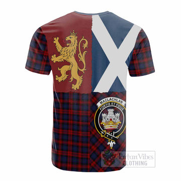 MacLachlan (McLachlan) Crest Tartan Cotton T-shirt with Lion Rampant Saltire Style