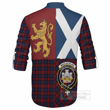 MacLachlan (McLachlan) Crest Tartan Ghillie Shirt with Lion Rampant Saltire Style