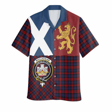 MacLachlan (McLachlan) Crest Tartan Hawaiian Shirt with Lion Rampant Saltire Style