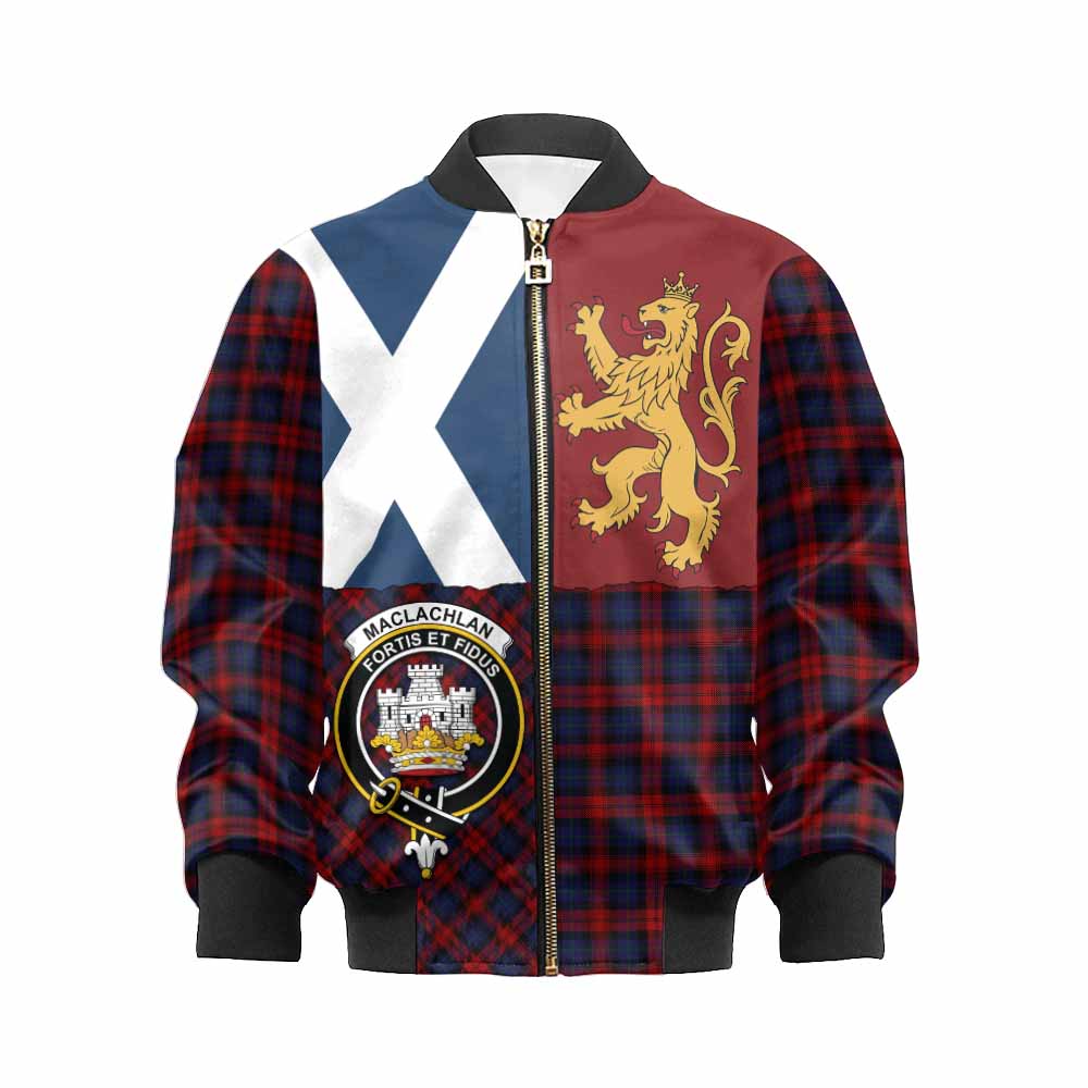 MacLachlan (McLachlan) Crest Tartan Kid Bomber Jacket with Lion Rampant Saltire Style - Tartan Vibes Clothing