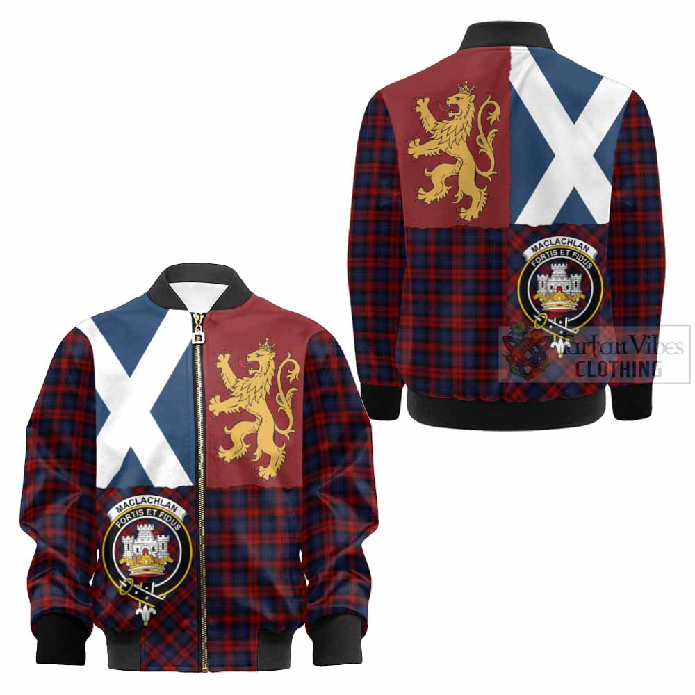 MacLachlan (McLachlan) Crest Tartan Kid Bomber Jacket with Lion Rampant Saltire Style - Tartan Vibes Clothing