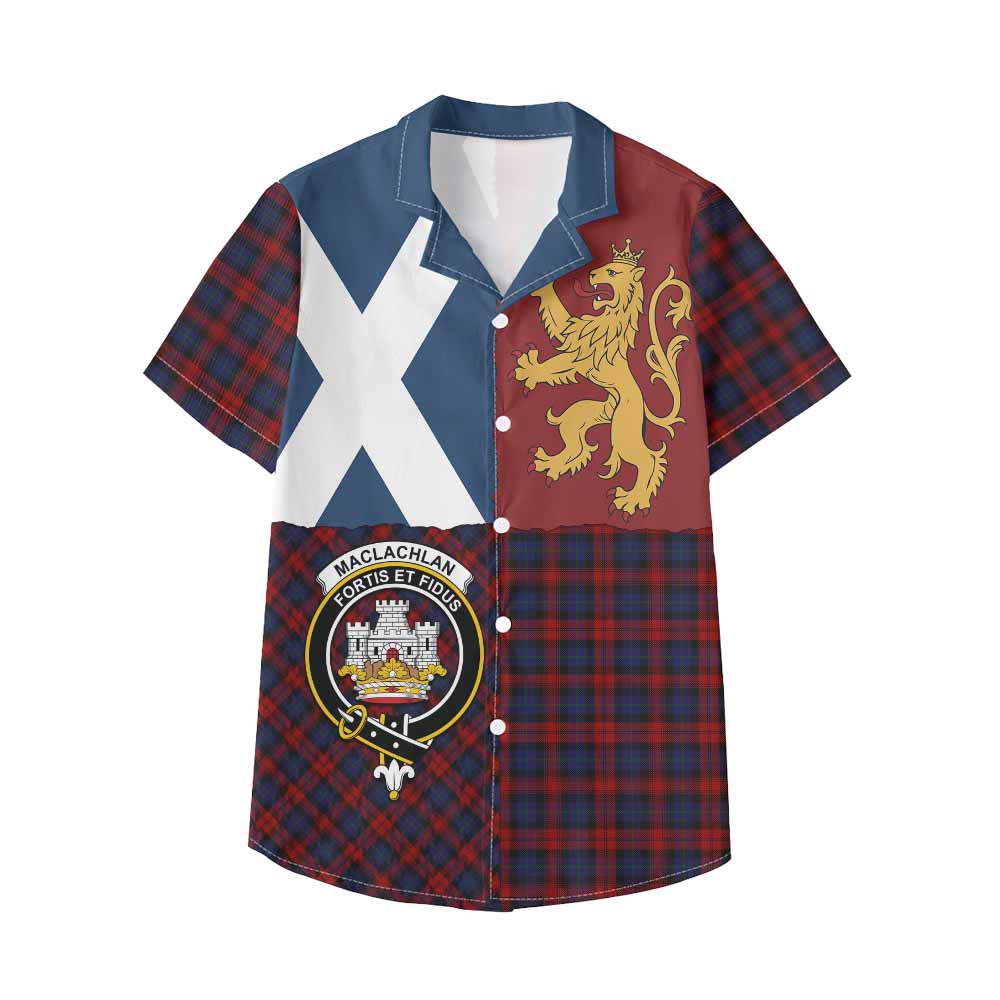 MacLachlan (McLachlan) Crest Tartan Kid Hawaiian Shirt with Lion Rampant Saltire Style - Tartan Vibes Clothing