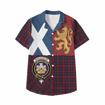 MacLachlan (McLachlan) Crest Tartan Kid Hawaiian Shirt with Lion Rampant Saltire Style - Tartan Vibes Clothing