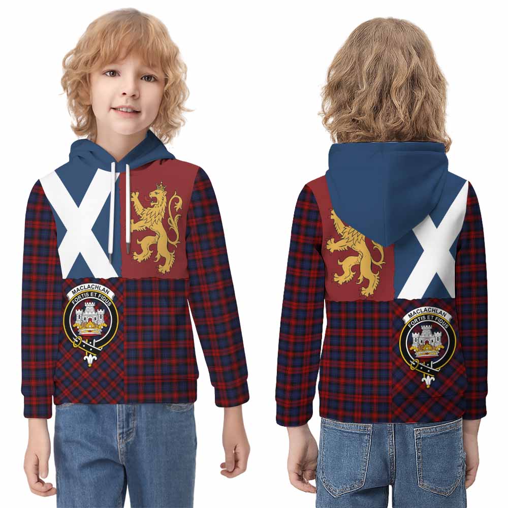 MacLachlan (McLachlan) Crest Tartan Kid Hoodie with Lion Rampant Saltire Style - Tartan Vibes Clothing