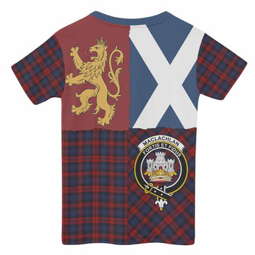 MacLachlan (McLachlan) Crest Tartan Kid T-shirt with Lion Rampant Saltire Style - Tartan Vibes Clothing