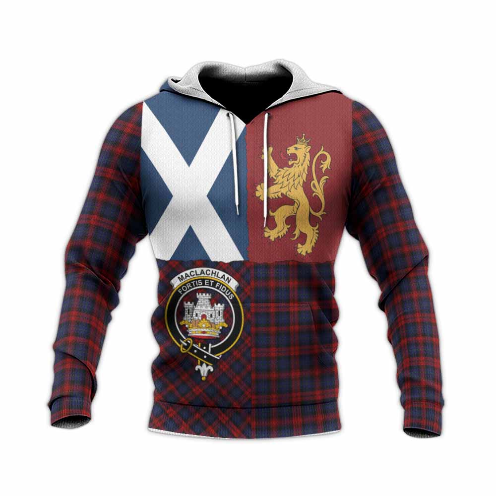 MacLachlan (McLachlan) Crest Tartan Knitted Hoodie with Lion Rampant Saltire Style
