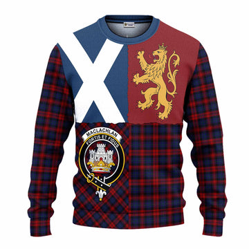 MacLachlan (McLachlan) Crest Tartan Knitted Sweater with Lion Rampant Saltire Style
