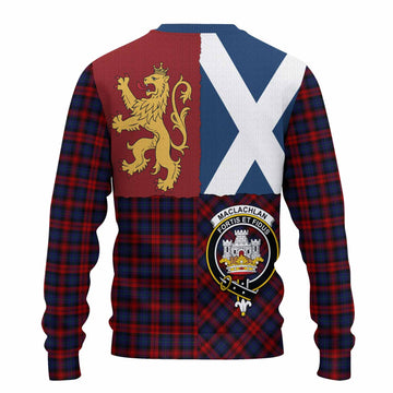 MacLachlan (McLachlan) Crest Tartan Knitted Sweater with Lion Rampant Saltire Style