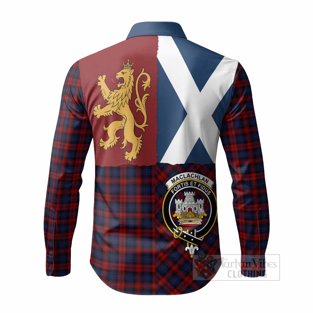 MacLachlan (McLachlan) Crest Tartan Long Sleeve Button Shirts with Lion Rampant Saltire Style