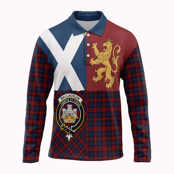 MacLachlan (McLachlan) Crest Tartan Long Sleeve Polo Shirt with Lion Rampant Saltire Style