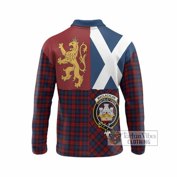 MacLachlan (McLachlan) Crest Tartan Long Sleeve Polo Shirt with Lion Rampant Saltire Style