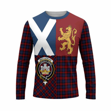 MacLachlan (McLachlan) Crest Tartan Long Sleeve T-Shirt with Lion Rampant Saltire Style