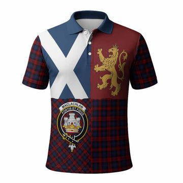 MacLachlan (McLachlan) Crest Tartan Polo Shirt with Lion Rampant Saltire Style