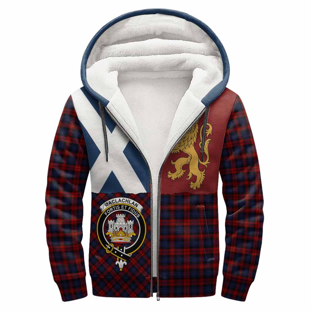 MacLachlan (McLachlan) Crest Tartan Sherpa Hoodie with Lion Rampant Saltire Style