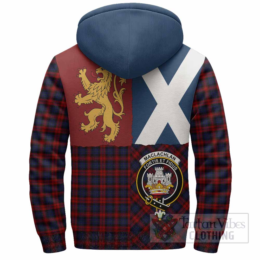 MacLachlan (McLachlan) Crest Tartan Sherpa Hoodie with Lion Rampant Saltire Style