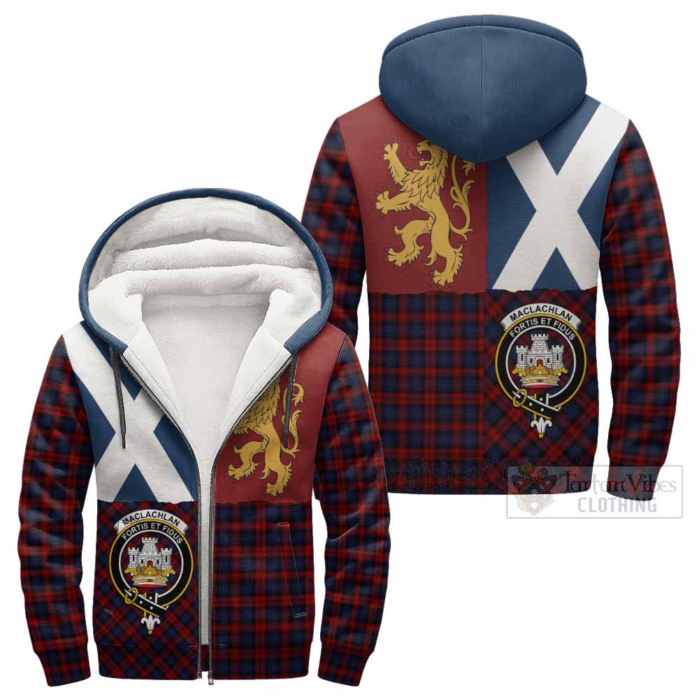 MacLachlan (McLachlan) Crest Tartan Sherpa Hoodie with Lion Rampant Saltire Style