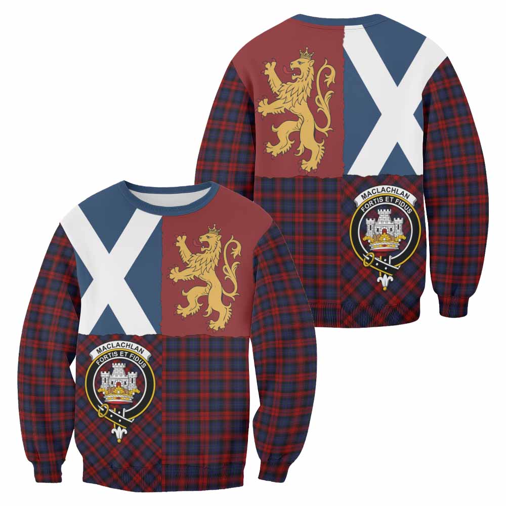 MacLachlan (McLachlan) Crest Tartan Sweatshirt with Lion Rampant Saltire Style