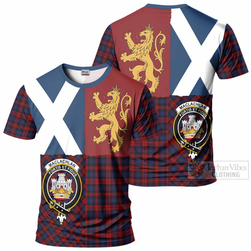 MacLachlan (McLachlan) Crest Tartan T-Shirt with Lion Rampant Saltire Style