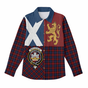 MacLachlan (McLachlan) Crest Tartan Women Casual Shirt with Lion Rampant Saltire Style