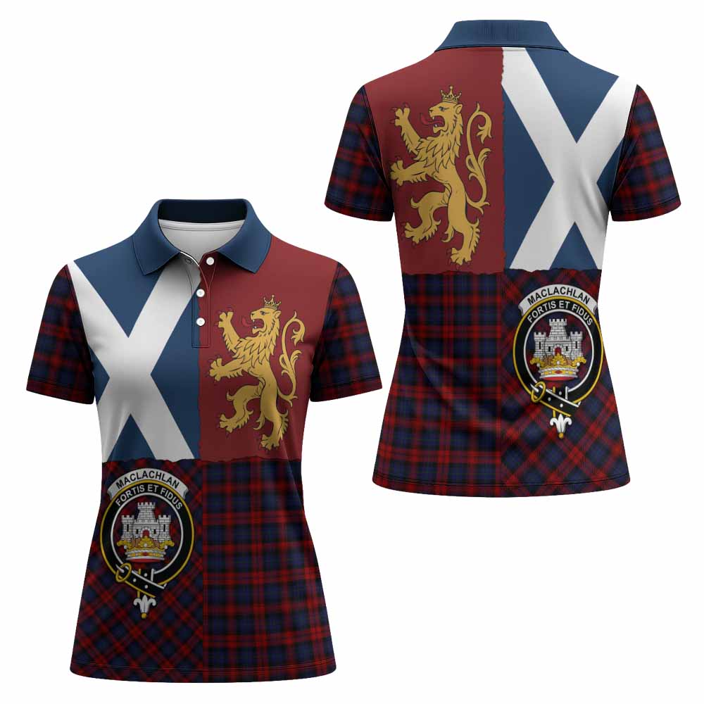 MacLachlan (McLachlan) Crest Tartan Women Polo Shirt with Lion Rampant Saltire Style